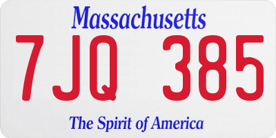 MA license plate 7JQ385