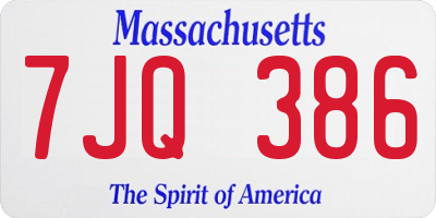 MA license plate 7JQ386