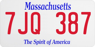 MA license plate 7JQ387