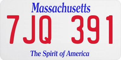 MA license plate 7JQ391