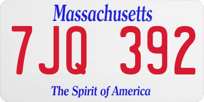 MA license plate 7JQ392