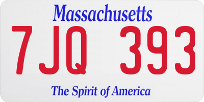 MA license plate 7JQ393