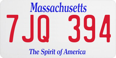 MA license plate 7JQ394