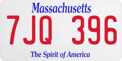 MA license plate 7JQ396