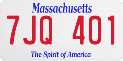 MA license plate 7JQ401