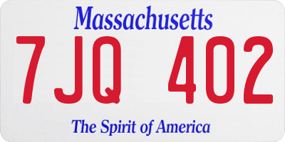 MA license plate 7JQ402