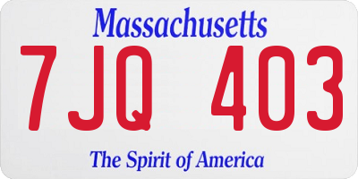 MA license plate 7JQ403