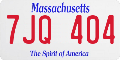 MA license plate 7JQ404
