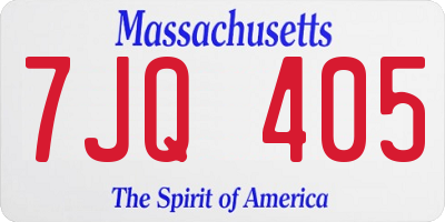 MA license plate 7JQ405
