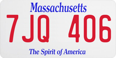 MA license plate 7JQ406