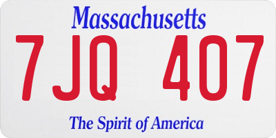 MA license plate 7JQ407