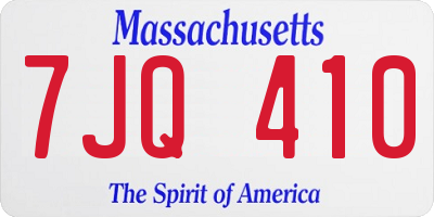 MA license plate 7JQ410