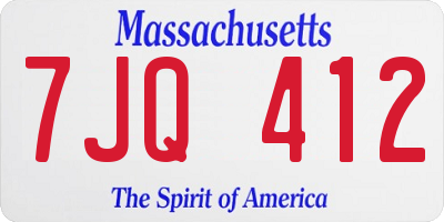 MA license plate 7JQ412