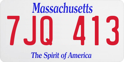 MA license plate 7JQ413