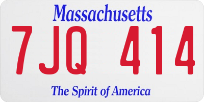 MA license plate 7JQ414