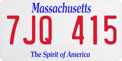 MA license plate 7JQ415