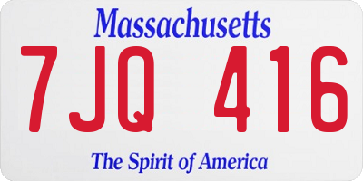 MA license plate 7JQ416