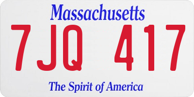 MA license plate 7JQ417