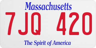 MA license plate 7JQ420
