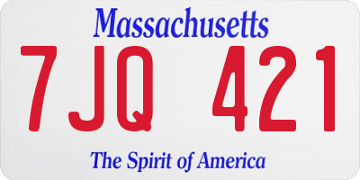 MA license plate 7JQ421