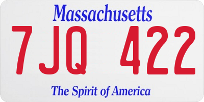 MA license plate 7JQ422
