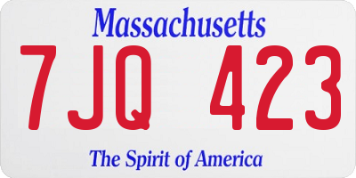 MA license plate 7JQ423