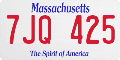 MA license plate 7JQ425