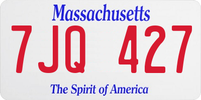 MA license plate 7JQ427
