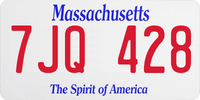 MA license plate 7JQ428