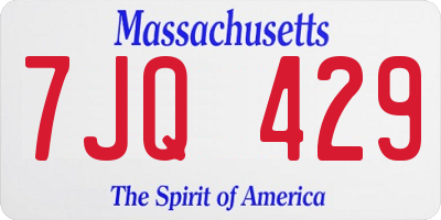 MA license plate 7JQ429