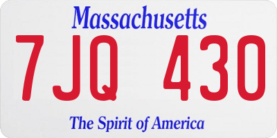 MA license plate 7JQ430