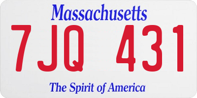 MA license plate 7JQ431