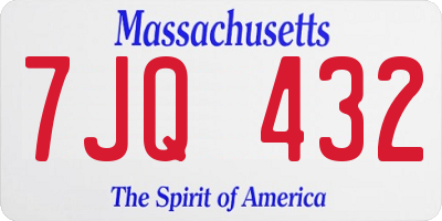 MA license plate 7JQ432