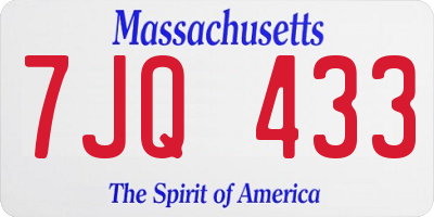 MA license plate 7JQ433