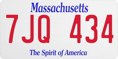 MA license plate 7JQ434