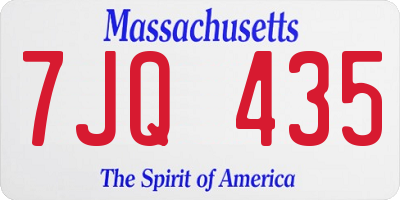 MA license plate 7JQ435