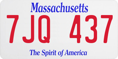 MA license plate 7JQ437