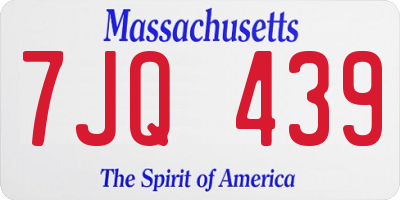 MA license plate 7JQ439