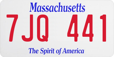 MA license plate 7JQ441