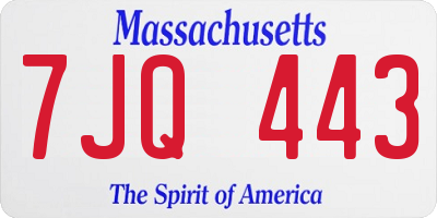 MA license plate 7JQ443