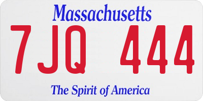 MA license plate 7JQ444