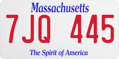 MA license plate 7JQ445