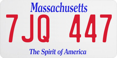 MA license plate 7JQ447