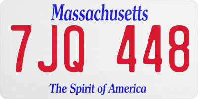 MA license plate 7JQ448