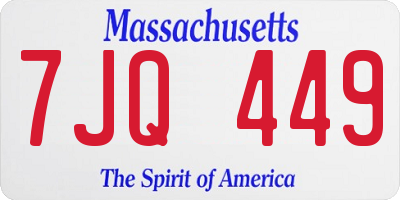 MA license plate 7JQ449