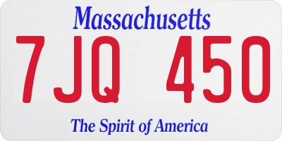 MA license plate 7JQ450