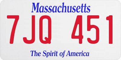 MA license plate 7JQ451