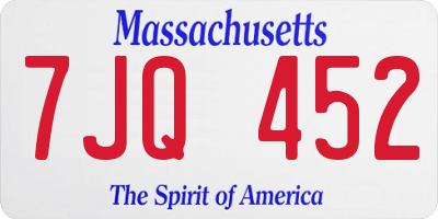MA license plate 7JQ452