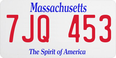 MA license plate 7JQ453