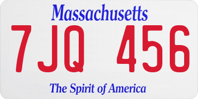 MA license plate 7JQ456